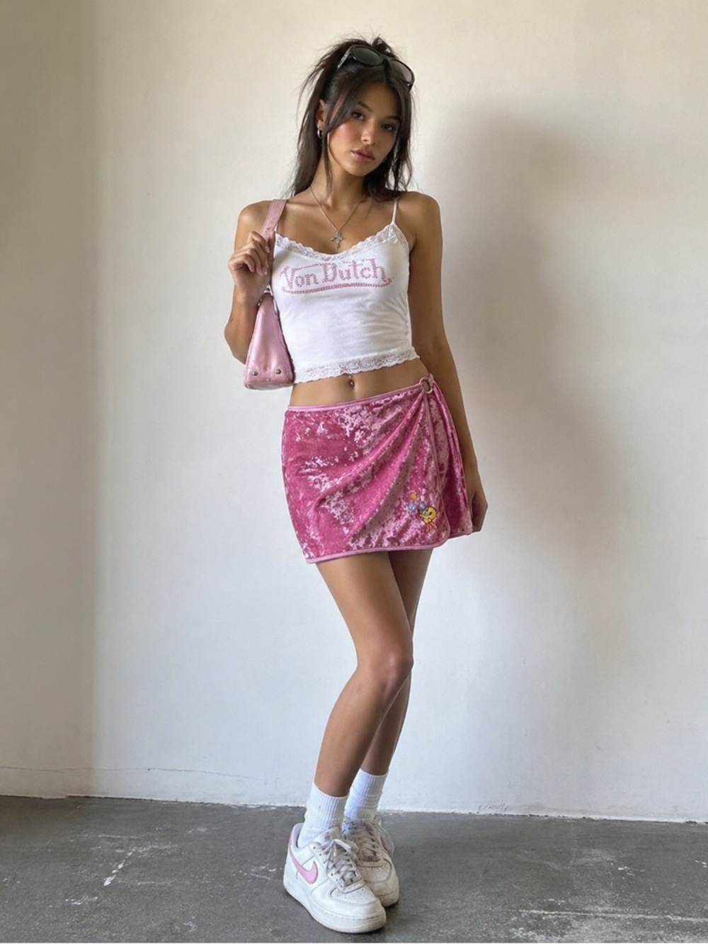 Vintage Tweety Pink Velvet Wrap Skirt Warner Bros Y2K Youth XL Women S/M RARE